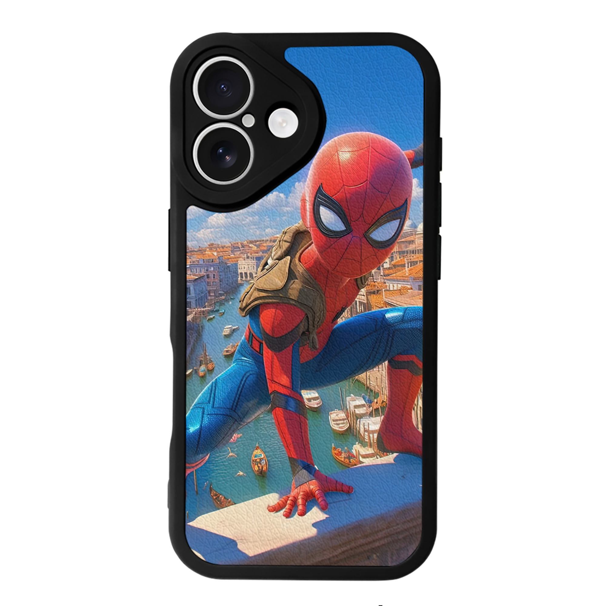 Spider Man スパイダーマン 【iPhone 16シリーズ対応】シリコンスマホケース（レザー調） 材質：シリコン